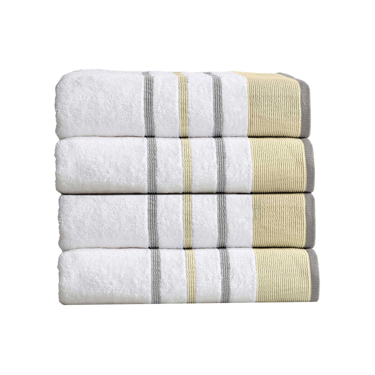 4 Pack Cotton Stripe Bath Towel Set - Noelle Collection