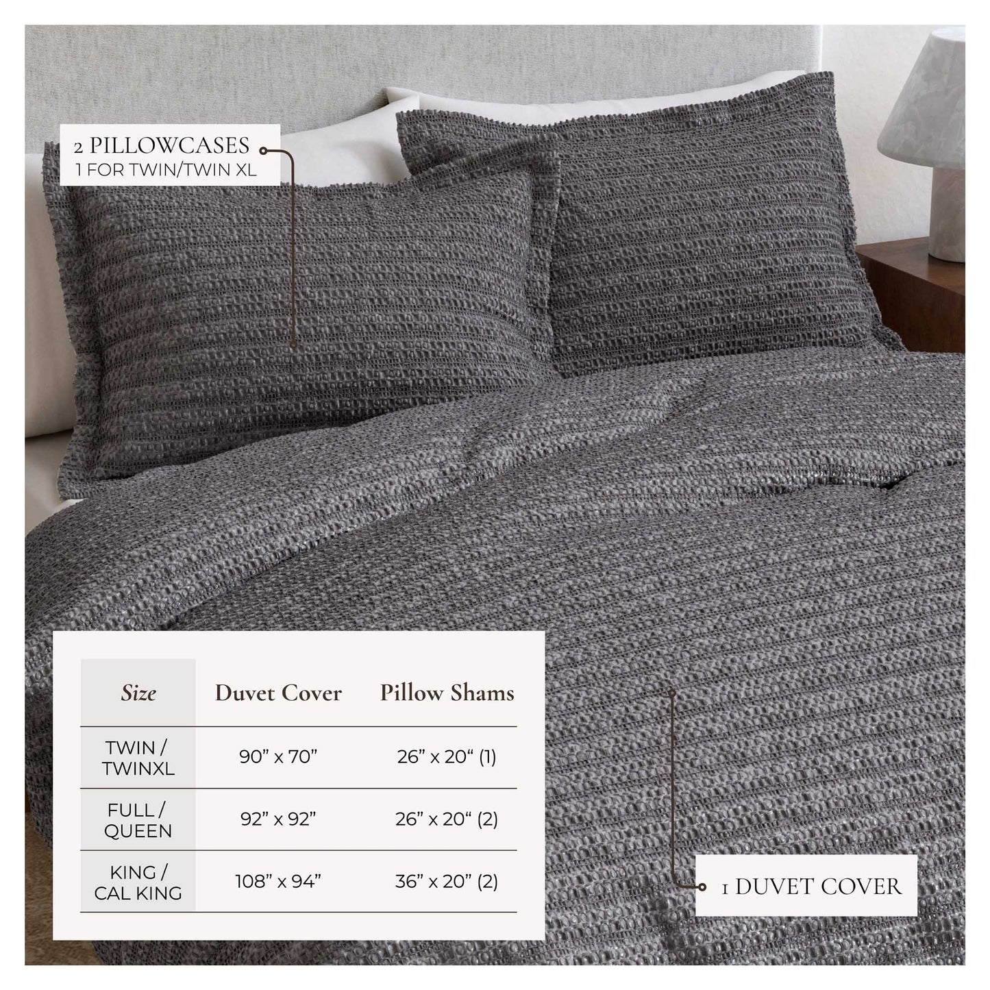 100% Cotton Waffle Weave Duvet Set - Mattea Collection