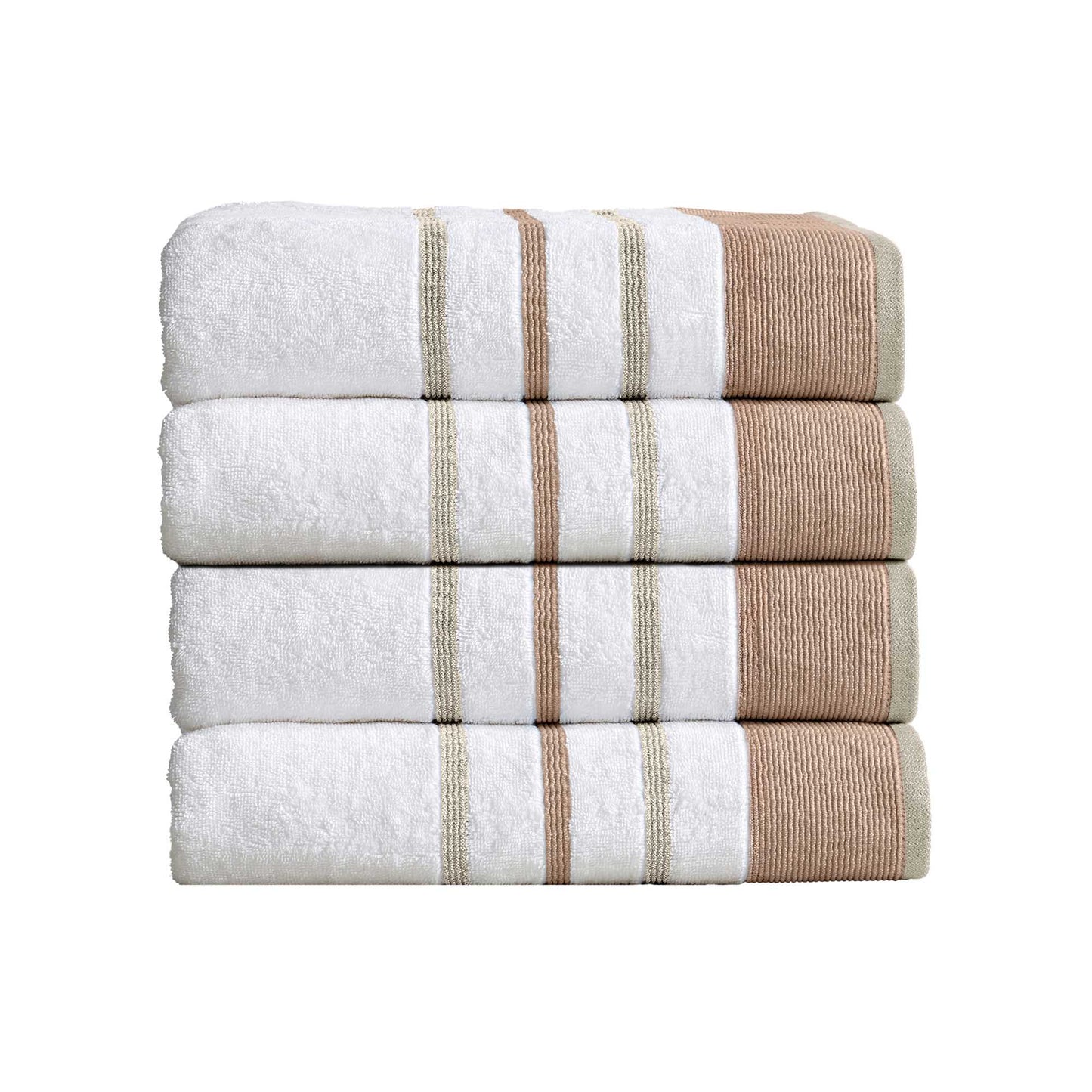 4 Pack Cotton Stripe Bath Towel Set - Noelle Collection