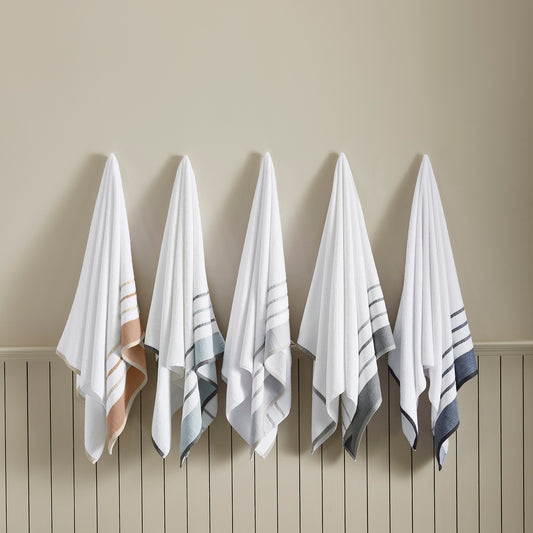 4 Pack Cotton Stripe Bath Towel Set - Noelle Collection