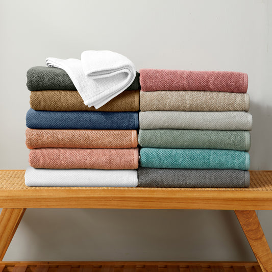 4 Pack Cotton Textured Bath Towels - Acacia Collection