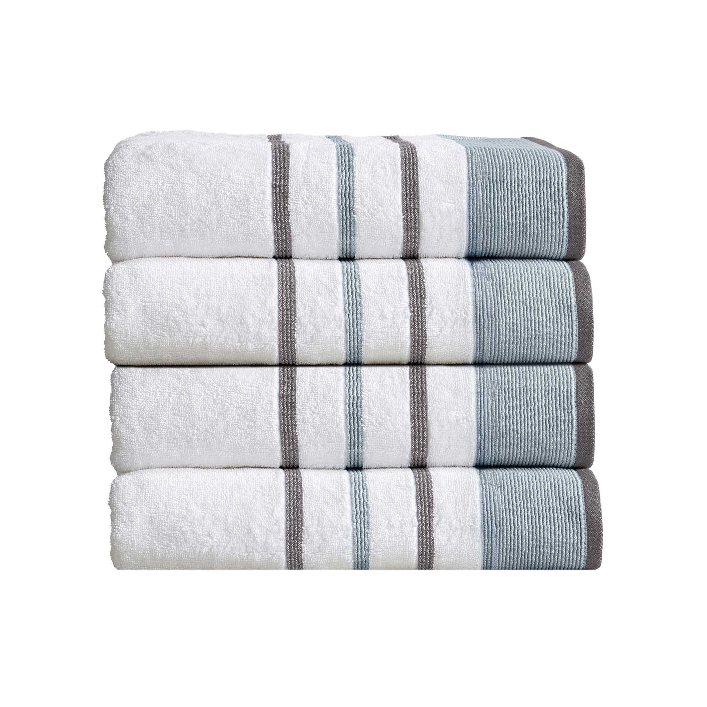 4 Pack Cotton Stripe Bath Towel Set - Noelle Collection