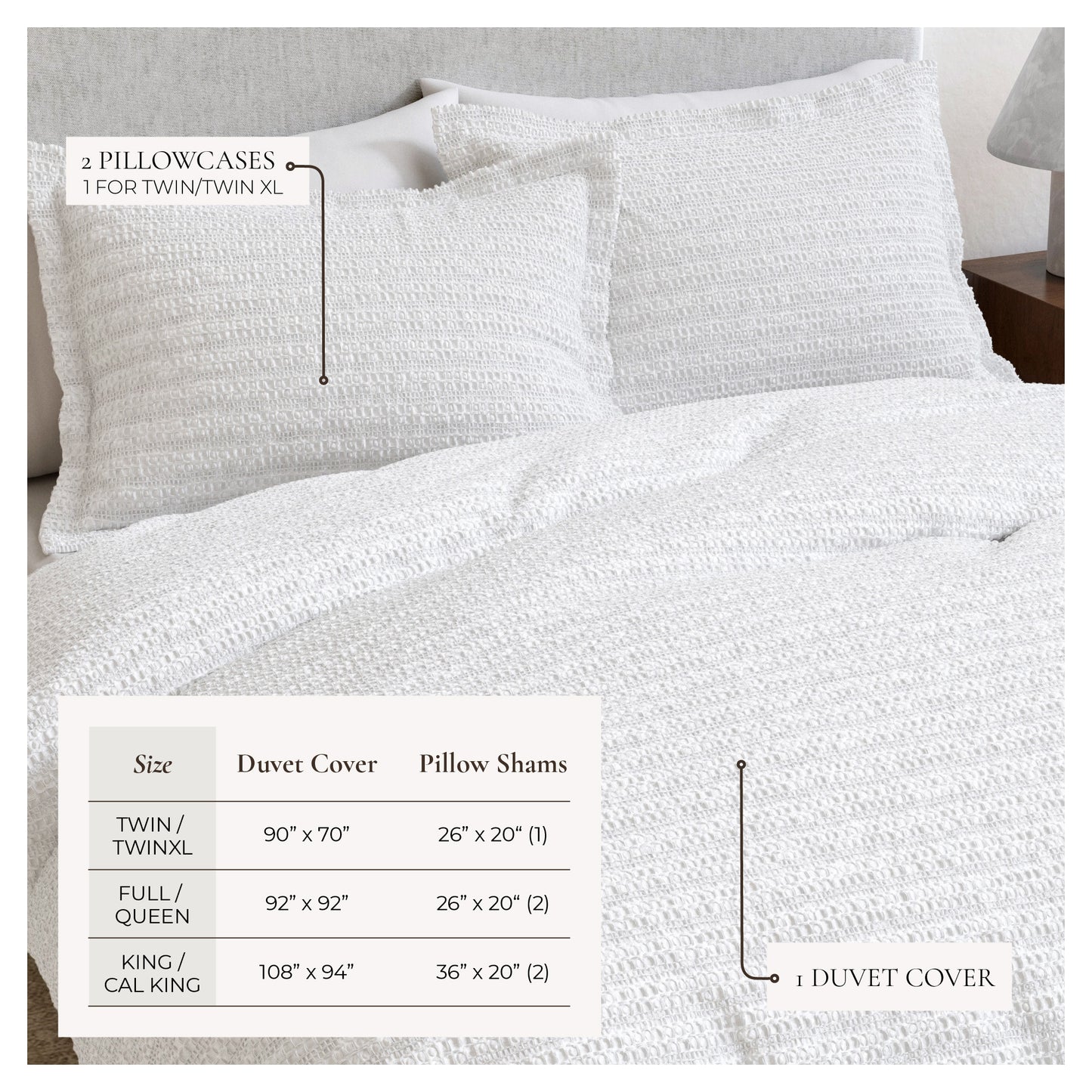 100% Cotton Waffle Weave Duvet Set - Mattea Collection