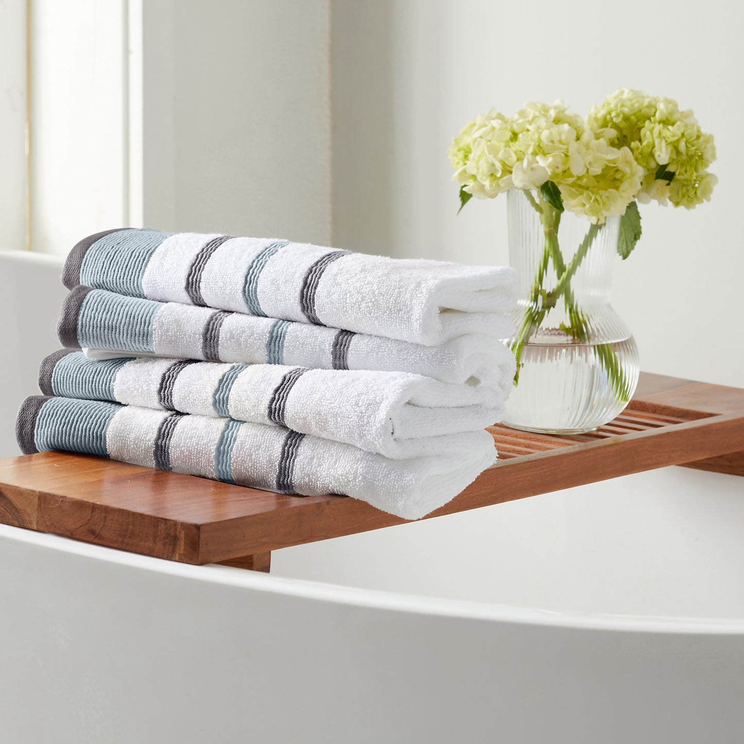 4 Pack Cotton Stripe Bath Towel Set - Noelle Collection