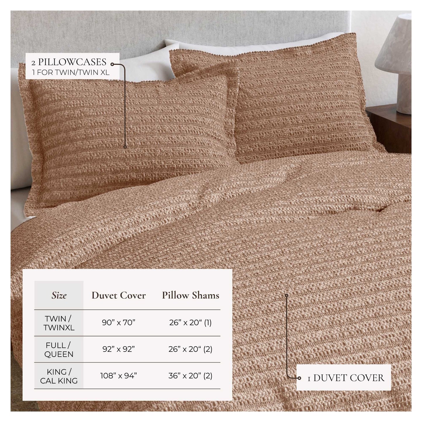 100% Cotton Waffle Weave Duvet Set - Mattea Collection